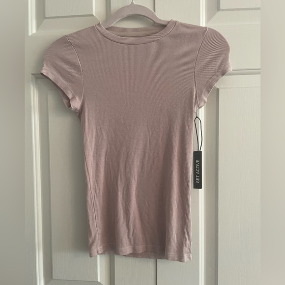 Ribbed Tee T-Shirt Dusty Pink Small - Picture 1 of 6